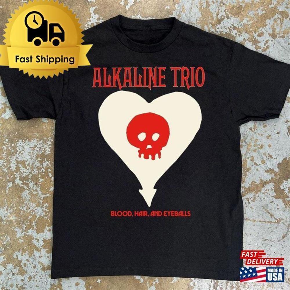Alkaline Trio Heart Skull T-Shirt Blood Hair And Eyeballs Tour  Shirt